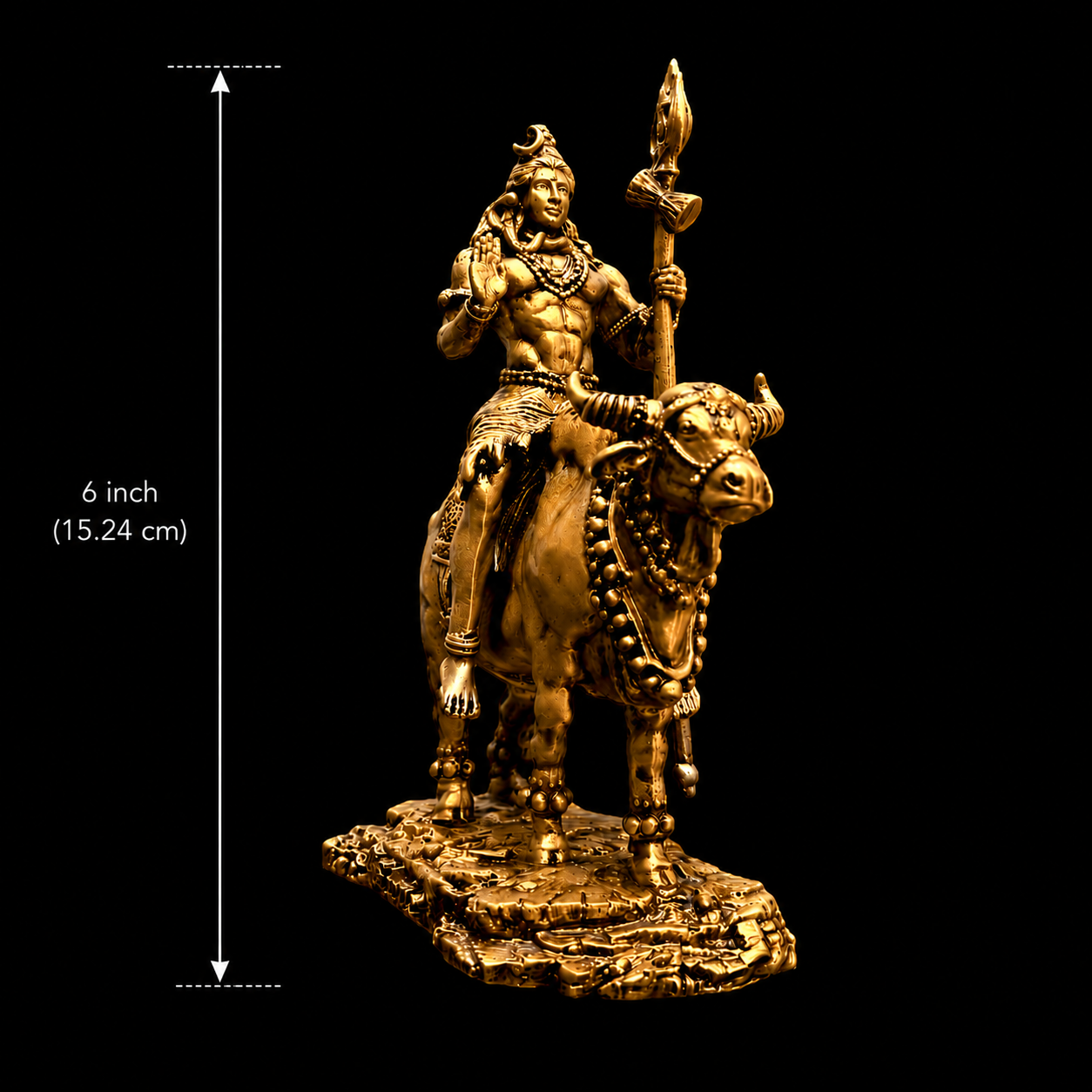 Shiv Ji with Nandi Idol in Antique Gold Finish – Marble Dust Spiritual Decor for Home, Office & Car Dashboard - Fabzie - Home Decor Elegance