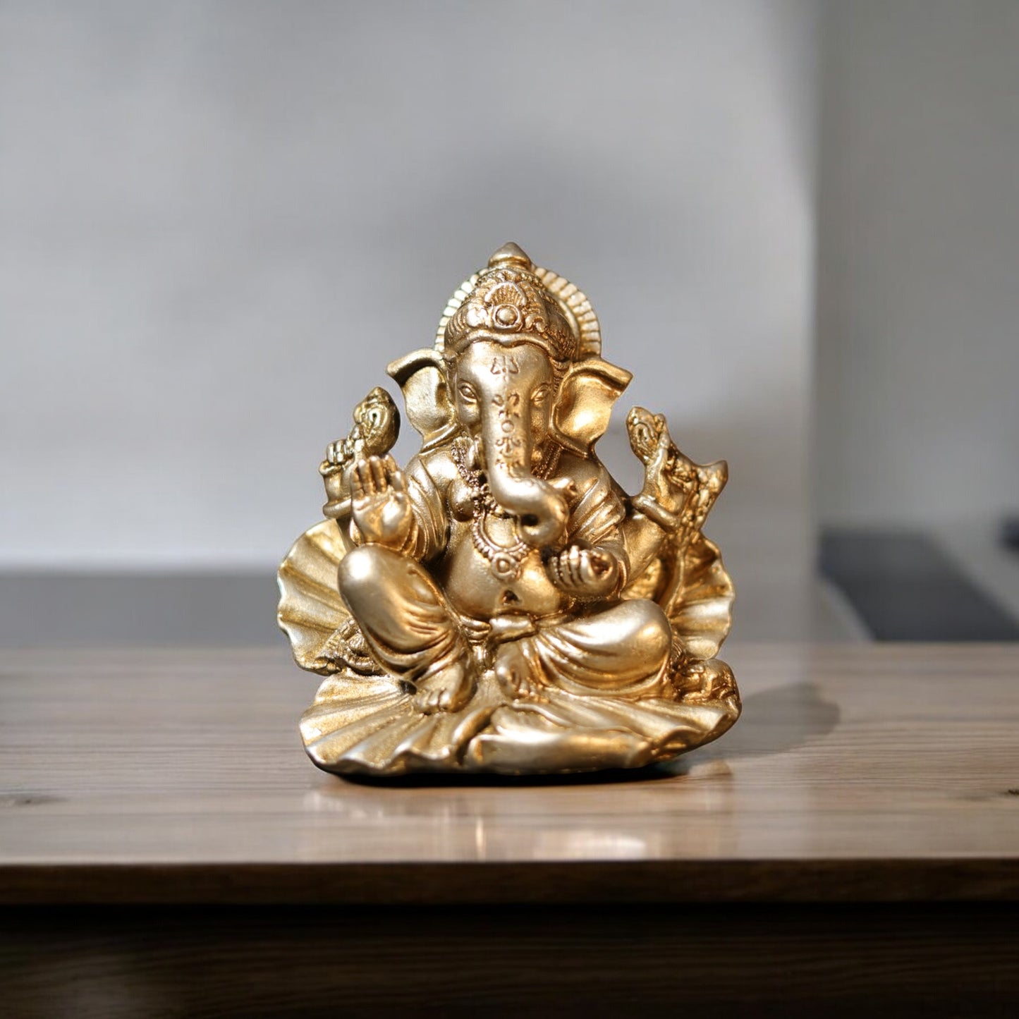 Ganesh Ji Blessing Murti on Paan ka patta for car dashboard - Spiritual Hindu Décor Murti.