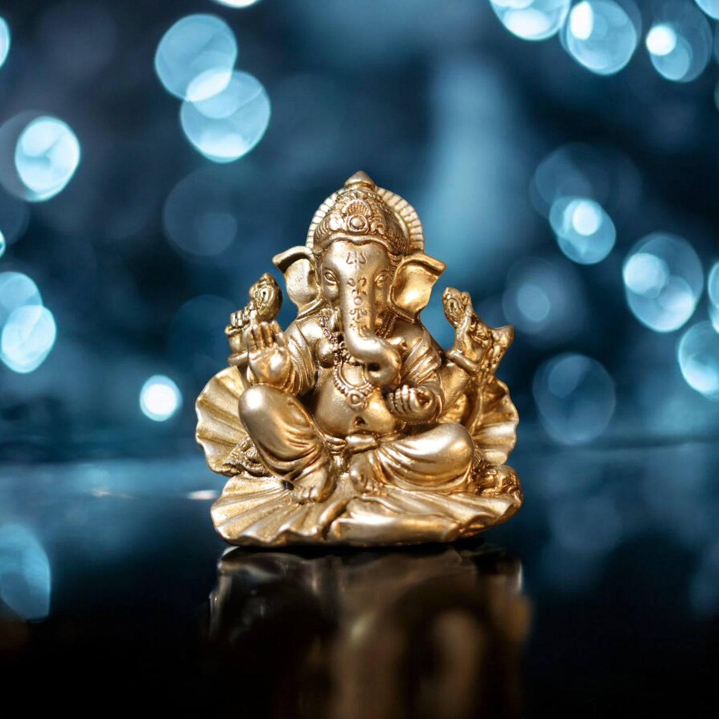 Ganesh Ji Blessing Murti on Paan ka patta for car dashboard - Spiritual Hindu Décor Murti.