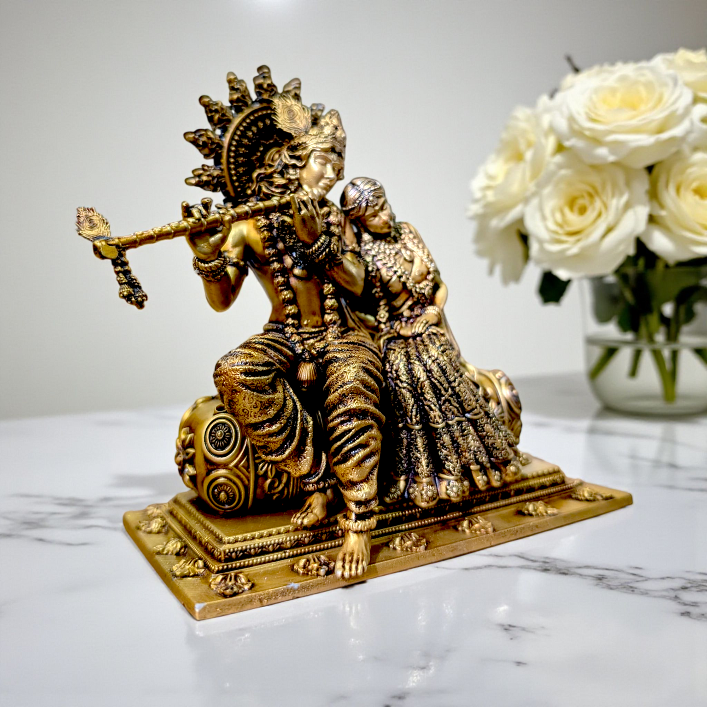 🌸 Radha Krishna Idol – Eternal Love in Marble Dust & Resin 🌸