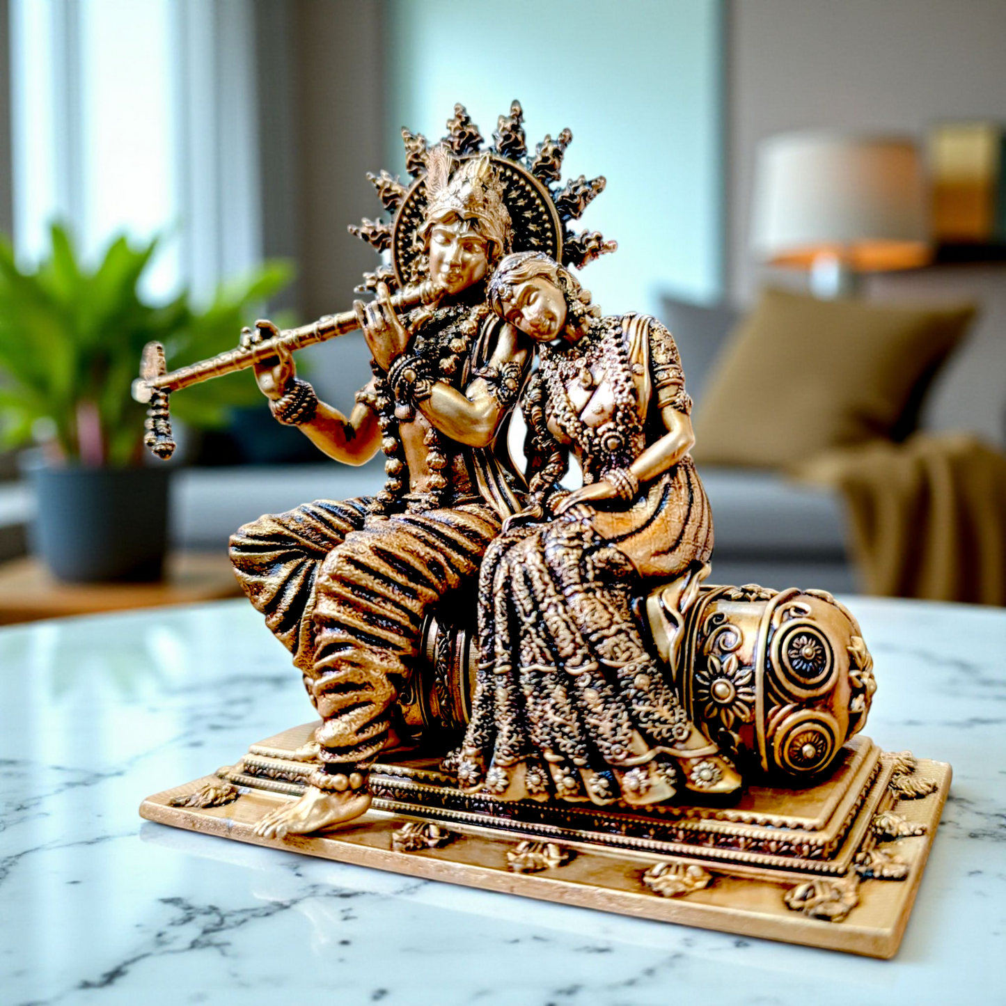 🌸 Radha Krishna Idol – Eternal Love in Marble Dust & Resin 🌸
