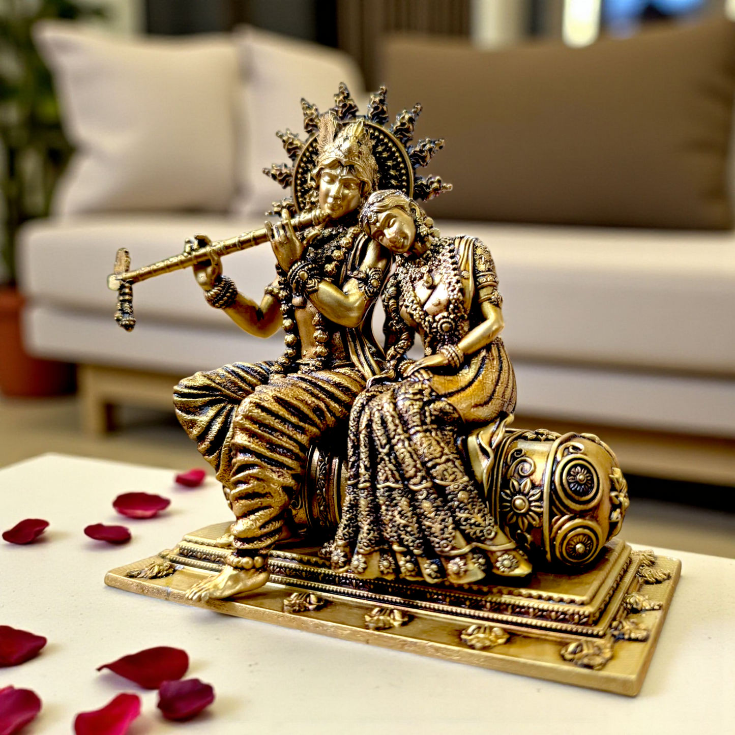 🌸 Radha Krishna Idol – Eternal Love in Marble Dust & Resin 🌸