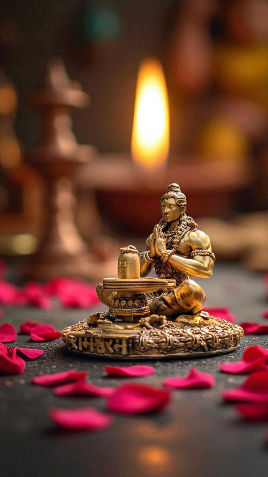 Shri Ram Worshipping Shivling – Sacred Moment of Reverence for Spiritual Spaces - Fabzie - Home Decor Elegance