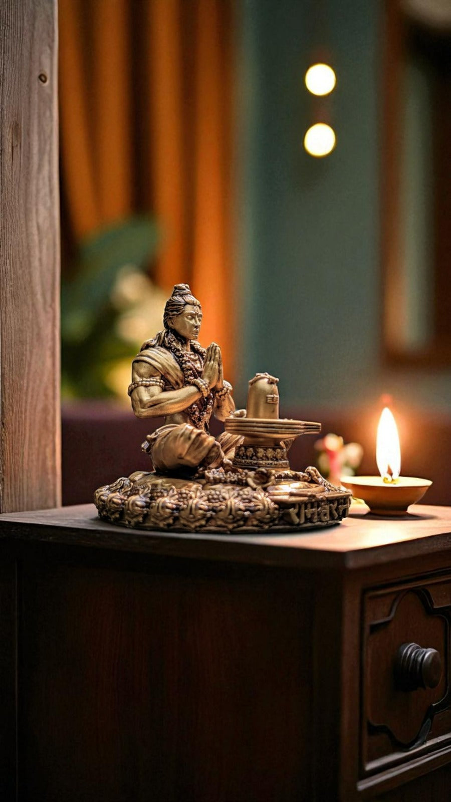 Shri Ram Worshipping Shivling – Sacred Moment of Reverence for Spiritual Spaces - Fabzie - Home Decor Elegance