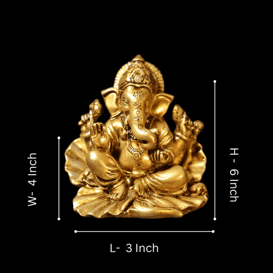 Ganesh Ji Blessing Murti on Paan ka patta for car dashboard - Spiritual Hindu Décor Murti.