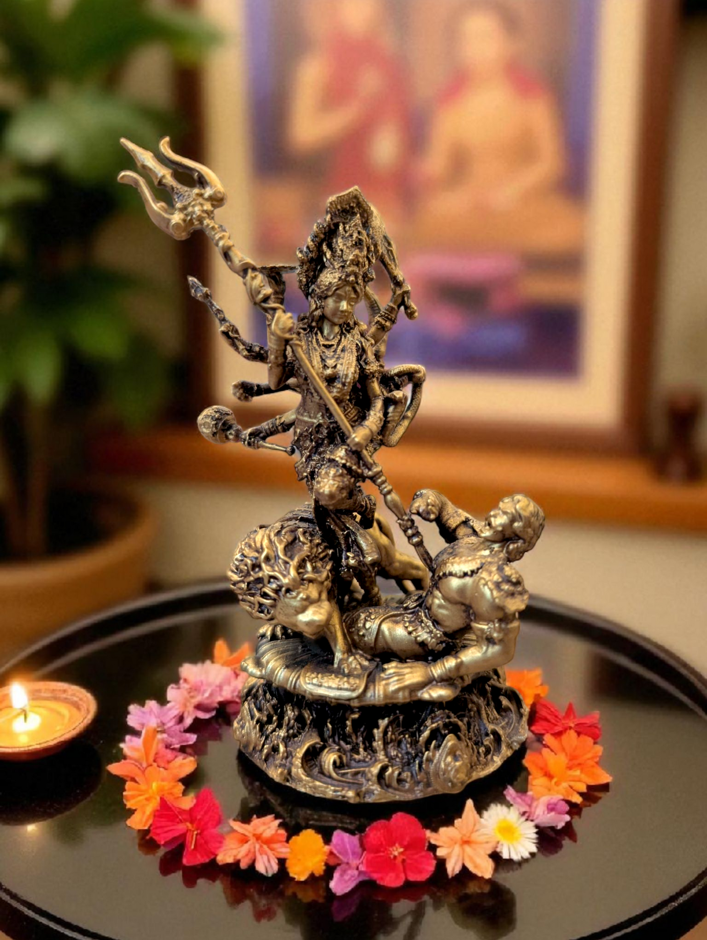 Goddess Durga Slaying Mahishasur – Power and Courage Embodied in Divine Decor - Fabzie - Home Decor Elegance
