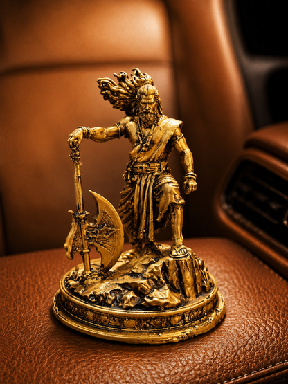 Lord Parshuram Standing Warrior Statue – Antique Golden Finish Divine Décor Idol