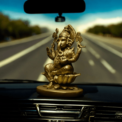 Ganpati Bappa on Lotus - Car dashboard.
