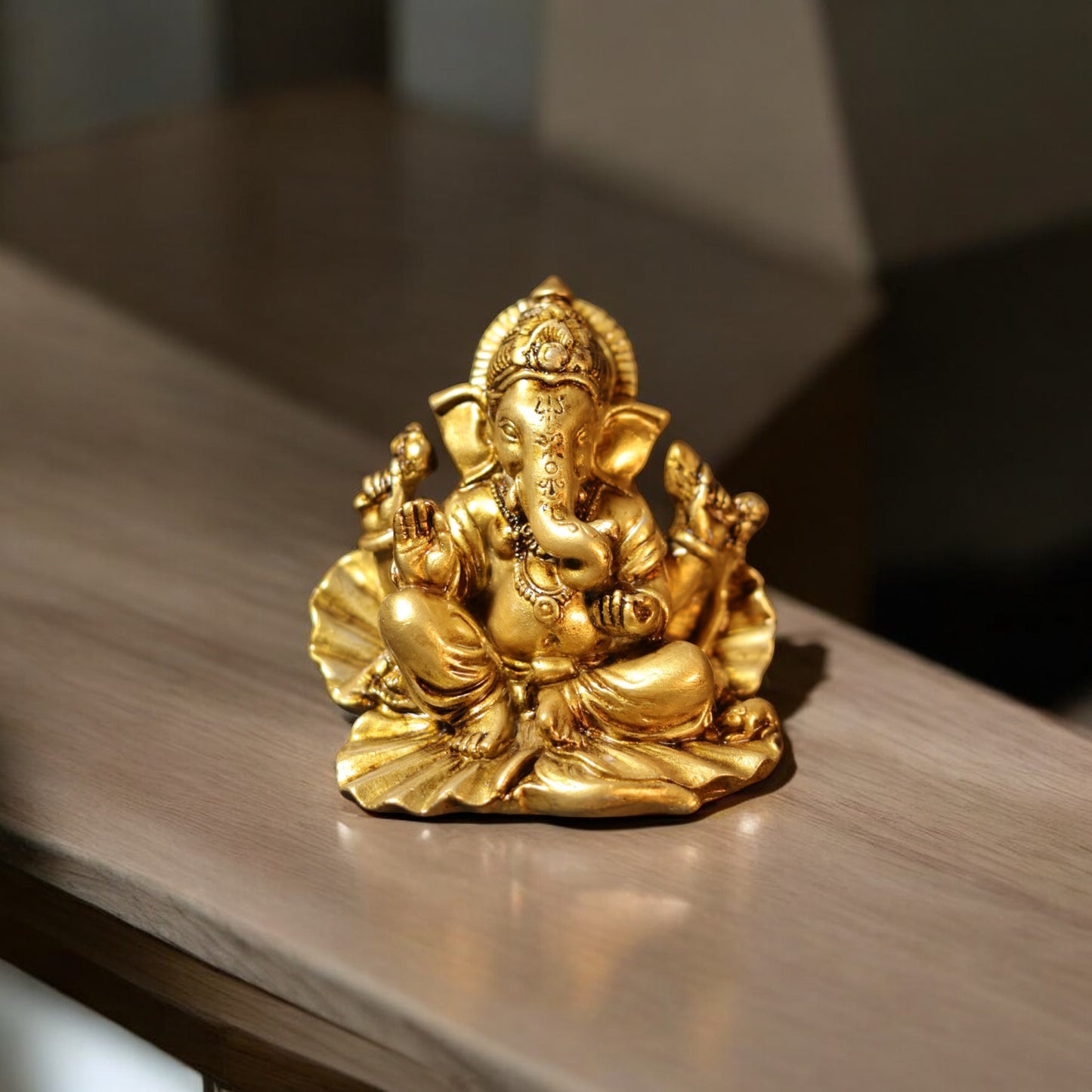 Ganesh Ji Blessing Murti on Paan ka patta for car dashboard - Spiritual Hindu Décor Murti.