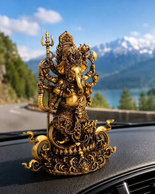 Ganesh Ji Nritya – Dance of Joy and Wisdom-Car dashboard - Fabzie - Home Decor Elegance