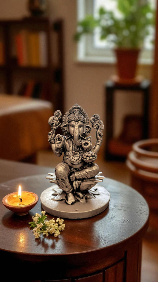 Lord Ganesha Seated on Lotus – Serene Presence for Office & Home Interiors