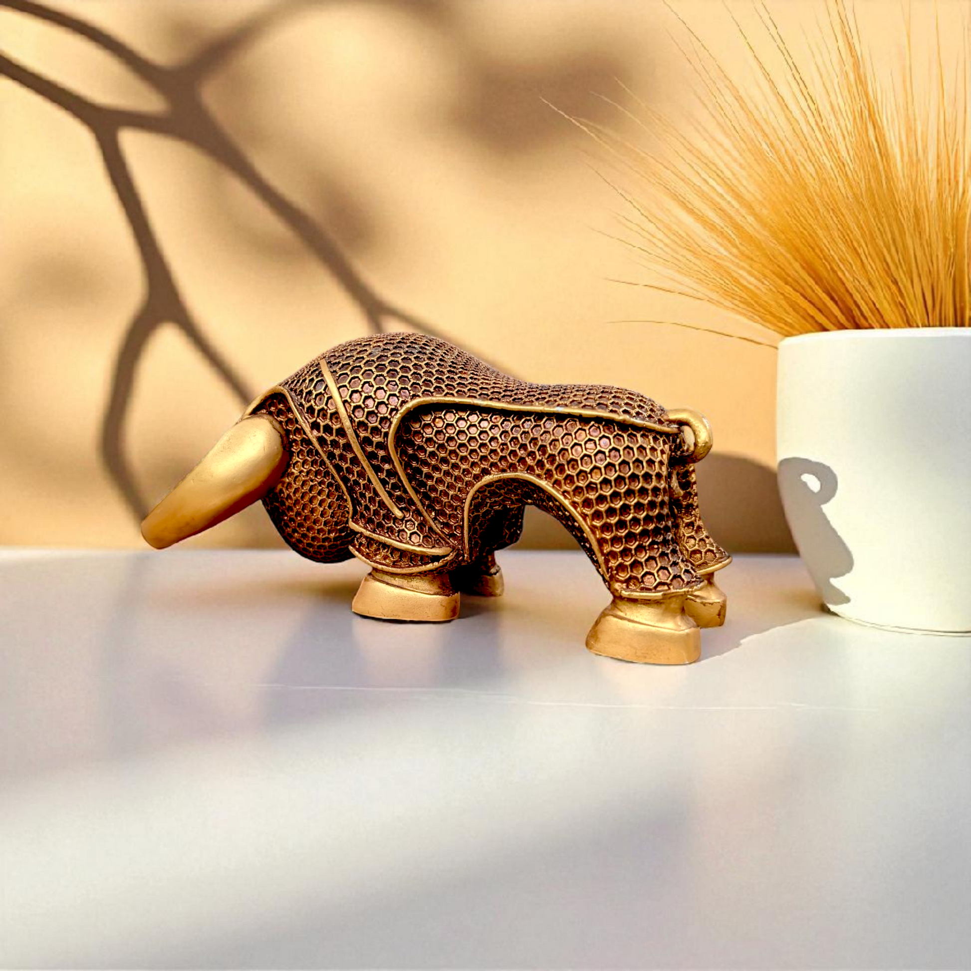 Bull Geometrical Sculpture – Symbol of Strength, Prosperity, and Ambition - Fabzie - Home Decor Elegance