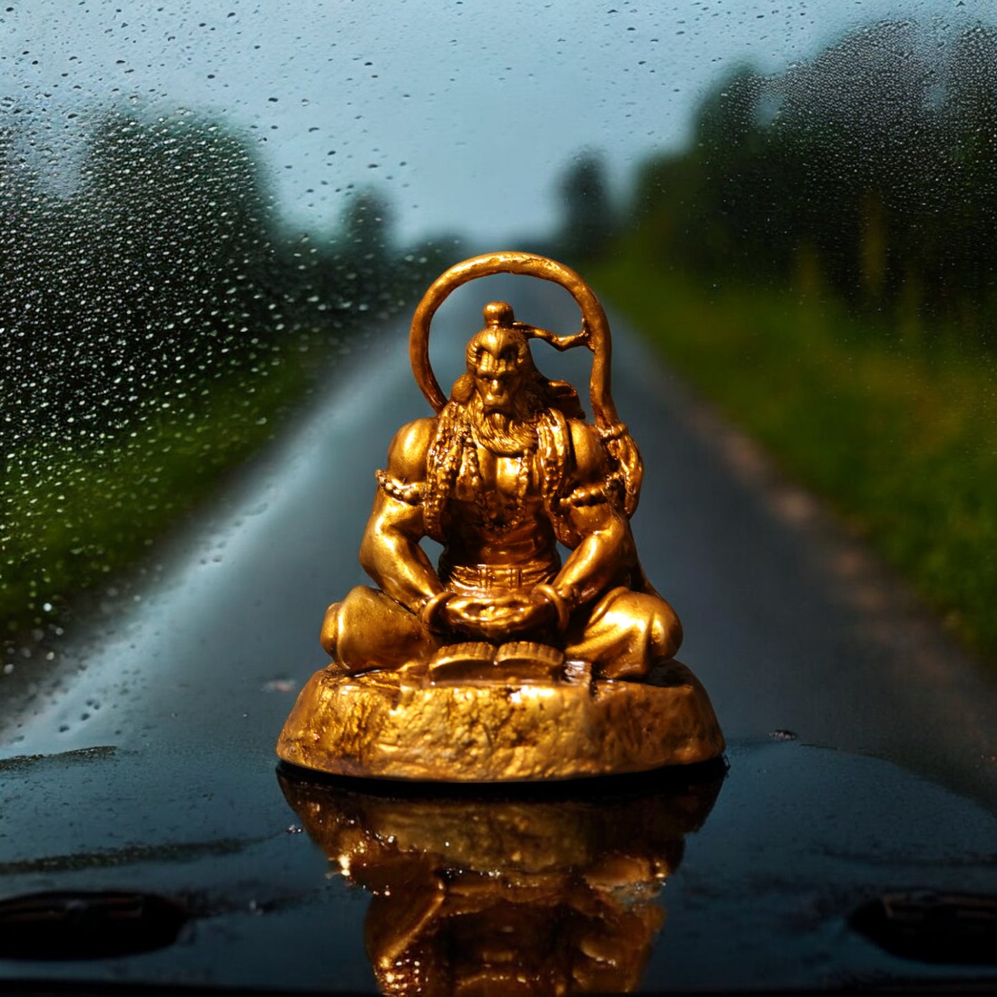 Meditating Hanuman ji Murti for car dashboard - Spiritual Hindu Décor - Fabzie - Home Decor Elegance