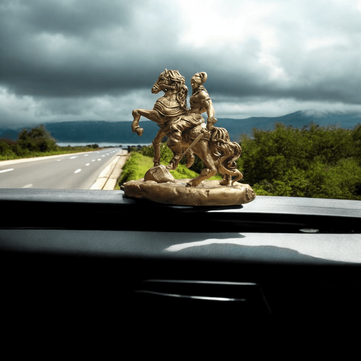 Divine Protection: Kalki Avatar on Devadatta Horse (Car Dashboard Idol) - Fabzie - Home Decor Elegance