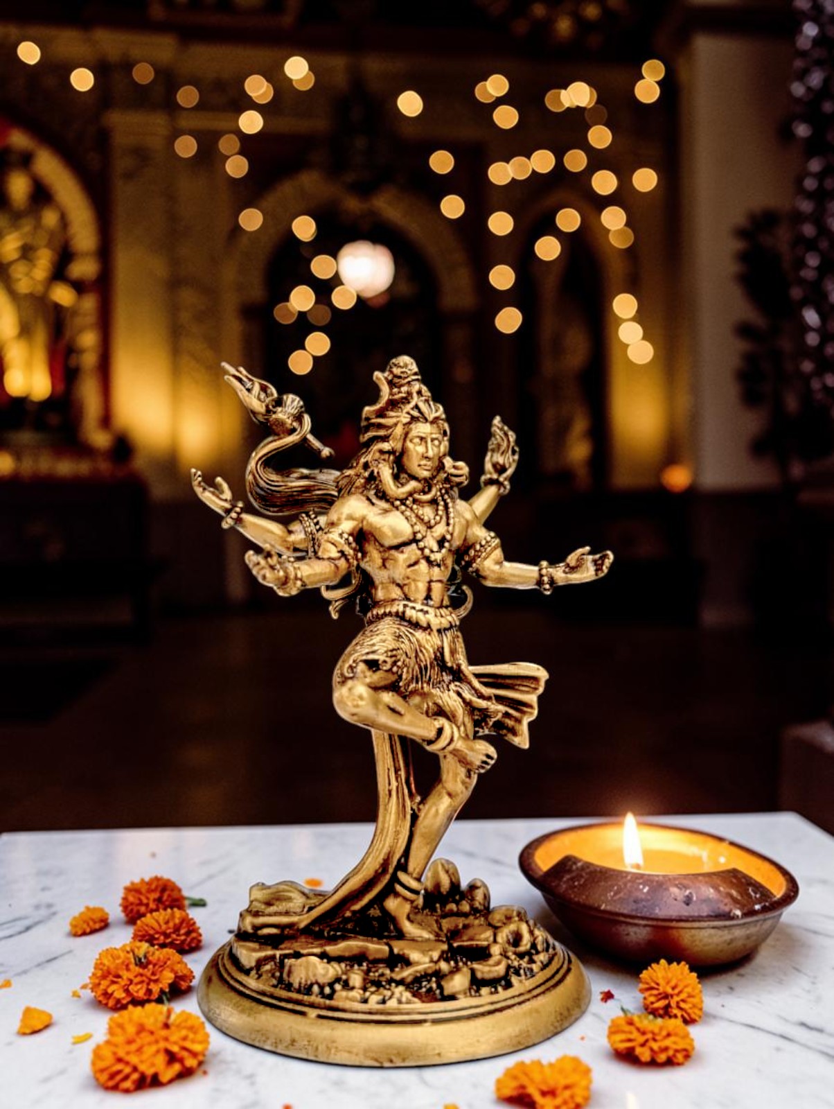 Nataraja Shiv Idol – Cosmic Dance of Creation & Destruction (Premium Golden Finish)