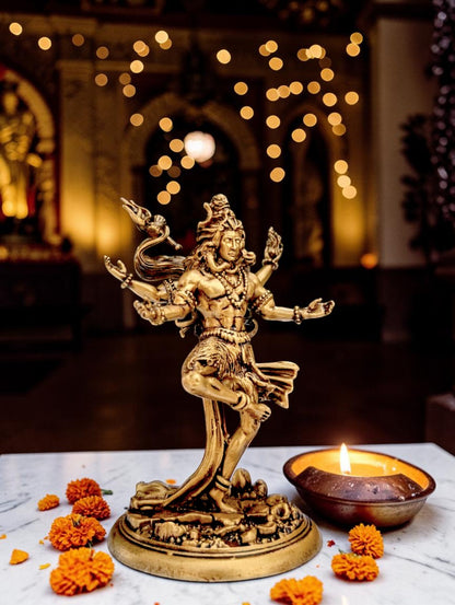 Nataraja Shiv Idol – Cosmic Dance of Creation & Destruction (Premium Golden Finish)