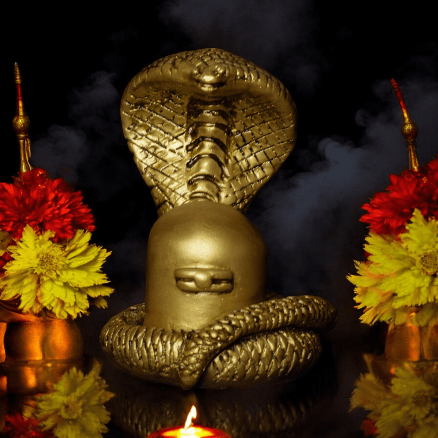Shivling with Snake Idol - Sacred Hindu Symbol of Divine Energy.