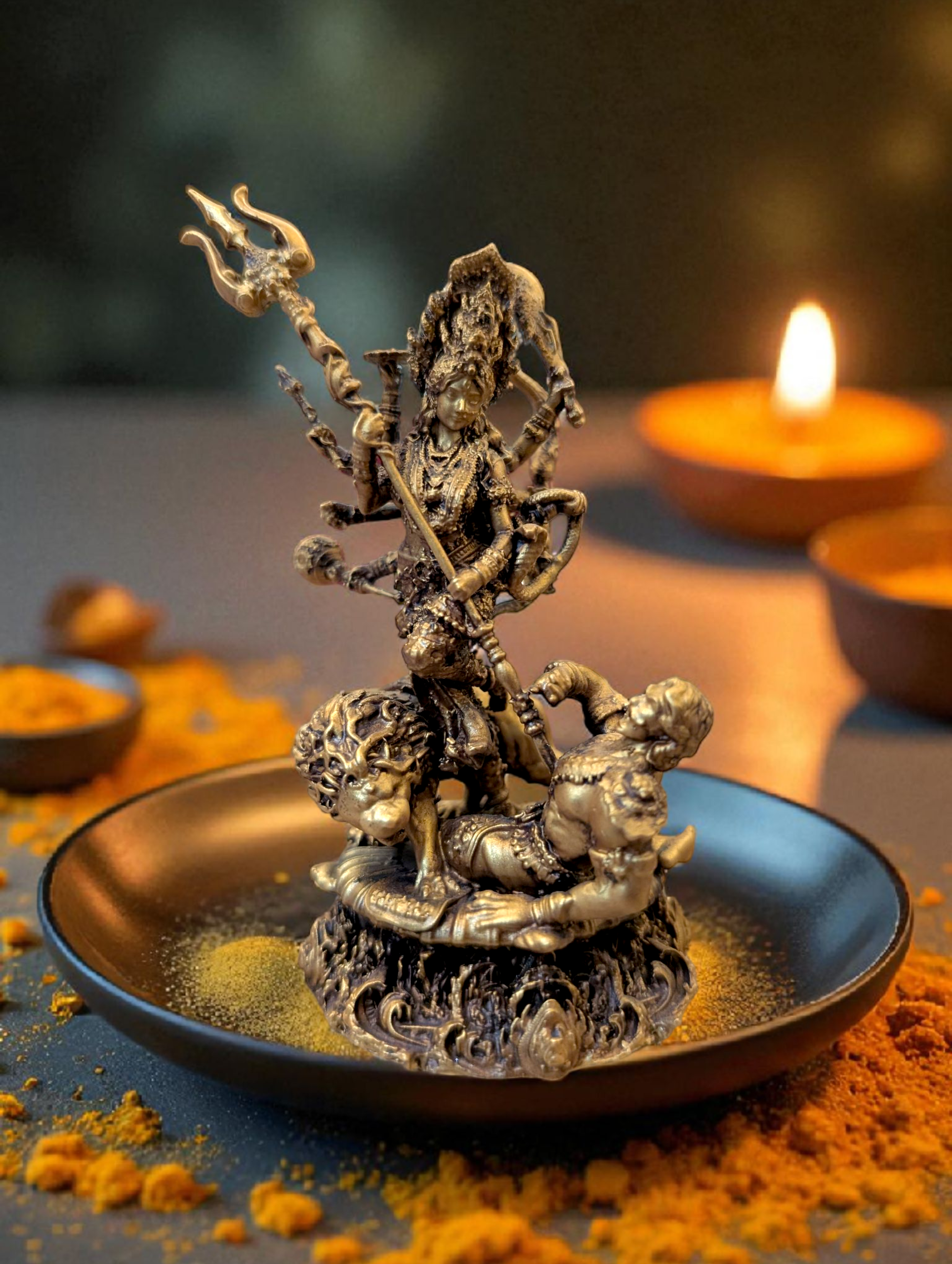 Goddess Durga Slaying Mahishasur – Power and Courage Embodied in Divine Decor - Fabzie - Home Decor Elegance