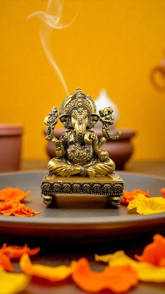 Lord Ganesha on Chowki – Traditional Blessings for Elegant Spaces
