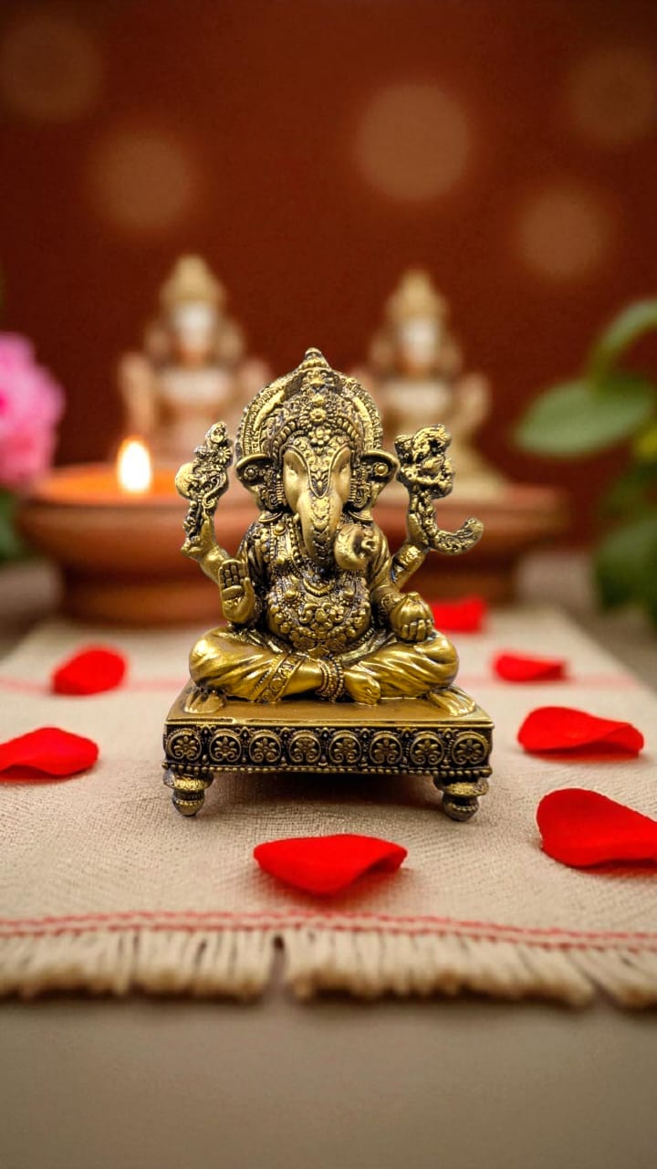 Lord Ganesha on Chowki – Traditional Blessings for Elegant Spaces - Fabzie - Home Decor Elegance