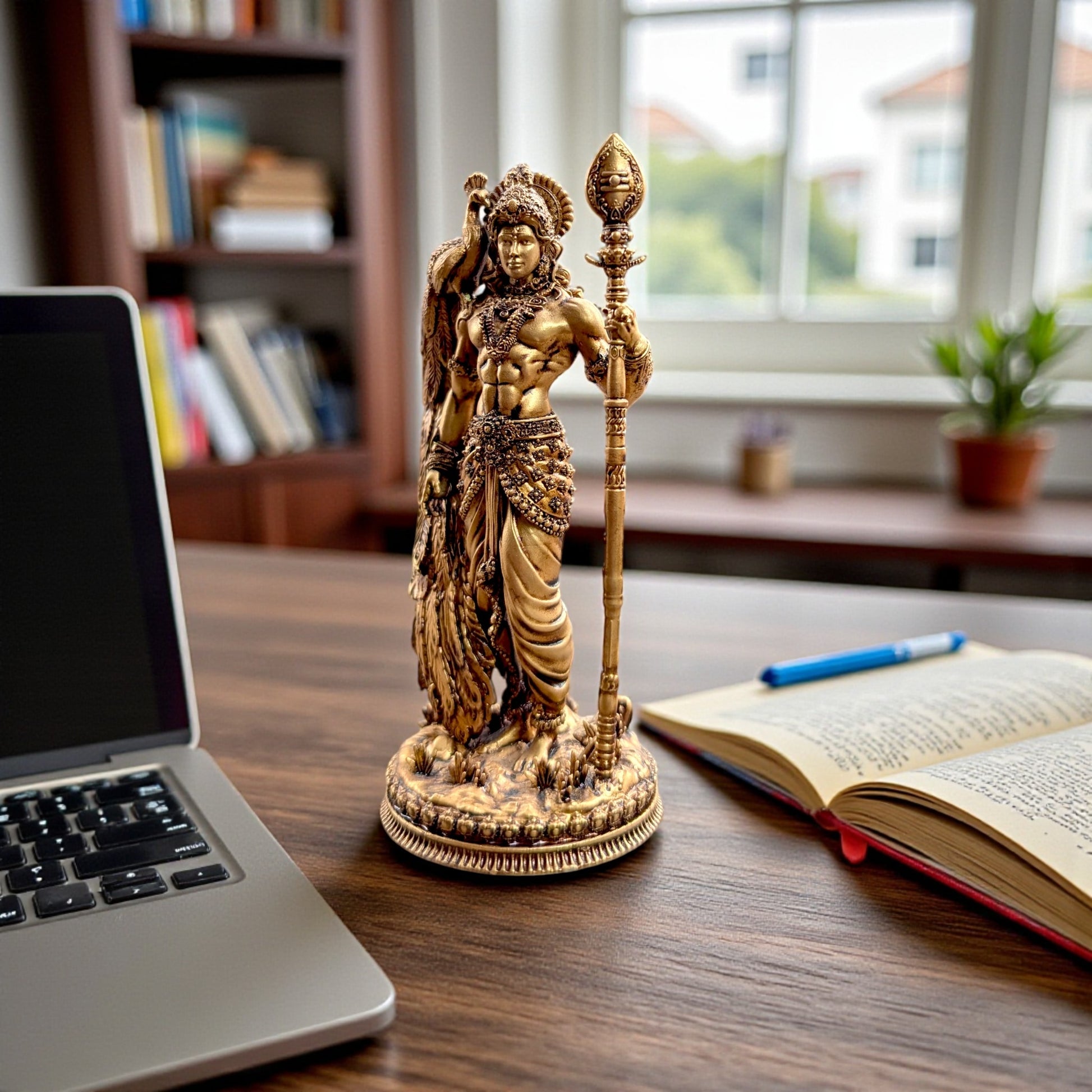 Kartikeya Murugan Statue – Premium Home & Office Decor Idol with Peacock and Vel - Fabzie - Home Decor Elegance