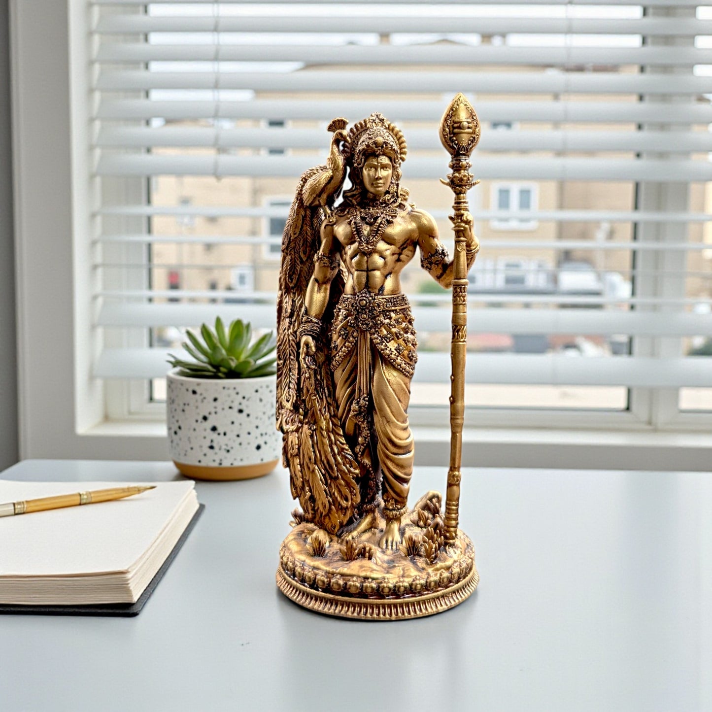 Kartikeya Murugan Statue – Premium Home & Office Decor Idol with Peacock and Vel - Fabzie - Home Decor Elegance